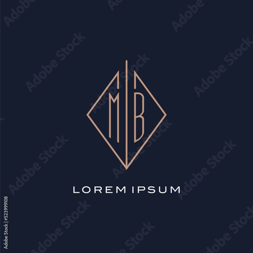 Monogram MB logo with diamond rhombus style, Luxury modern logo design