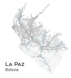 La Paz vector map. Detailed map of La Paz city administrative area. Cityscape panorama illustration. Road map with highways, streets, rivers.