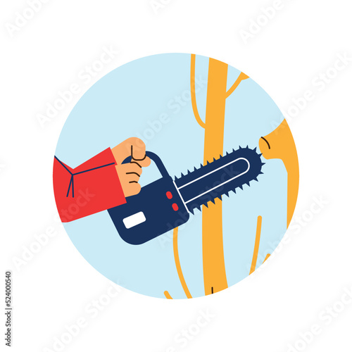 Round icon about tree trimming flat style, vector illustration