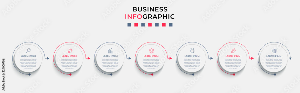 Business Infographic design template Vector with icons and 7 options or steps. Can be used for process diagram, presentations, workflow layout, banner, flow chart, info graph Business Infographic design template Vector with icons and 7 options or steps. Can be used for process diagram, presentations, workflow layout, banner, flow chart, info graph