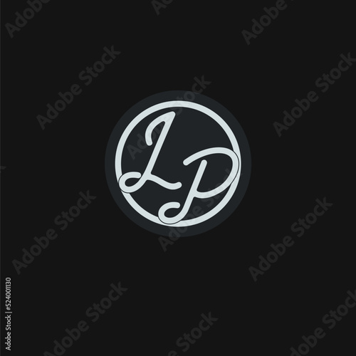 Initials LP logo monogram with simple circle line design inspiration