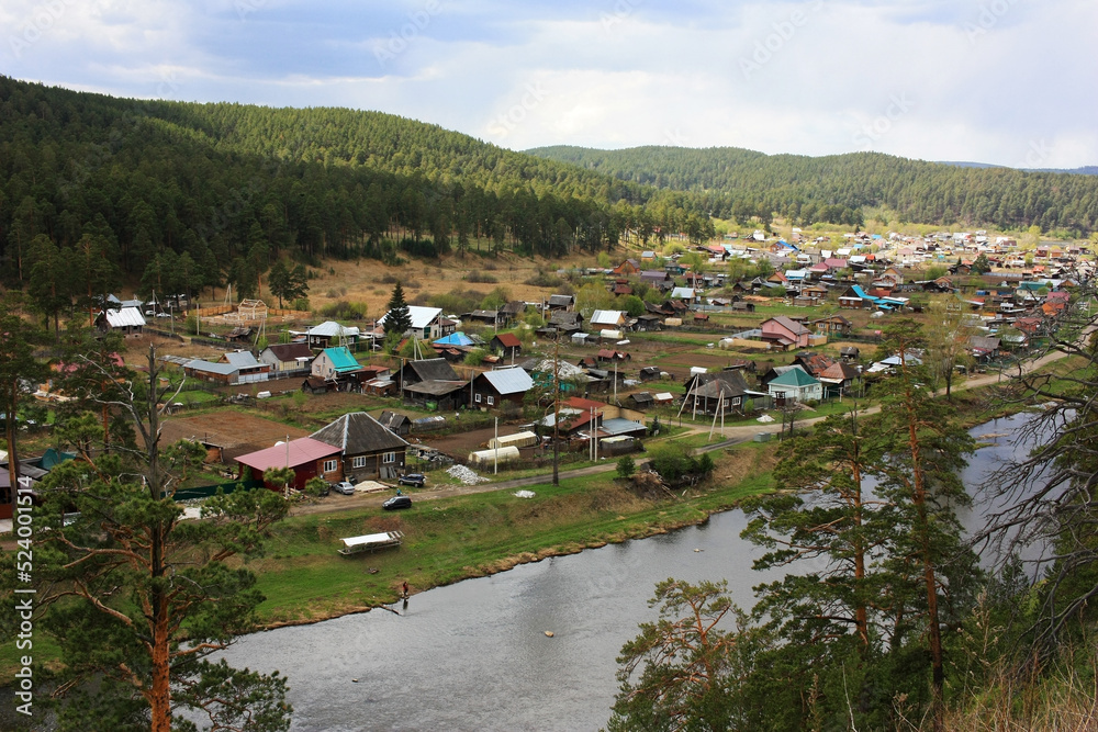 Peasant Tatar village on the river bank