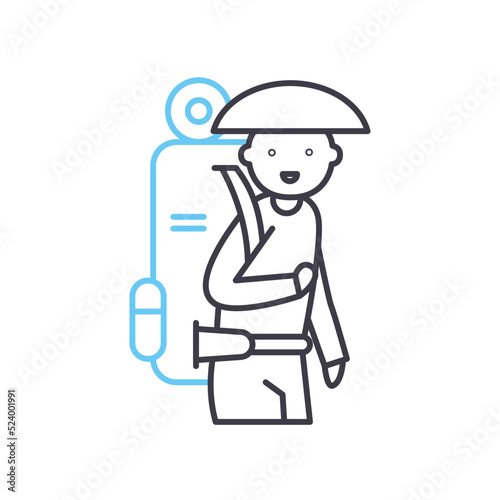 male traveller line icon, outline symbol, vector illustration, concept sign