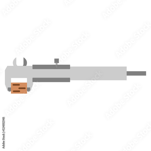Vernier caliper measure thickness of wood block. 
