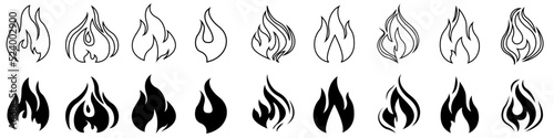 Fire icon vector set. Flame illustration sign collection. hot symbol. burn logo.