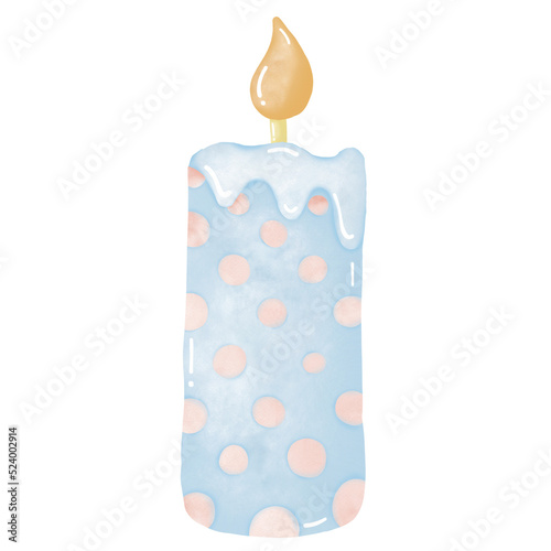 Watercolor burning candle for PNG.