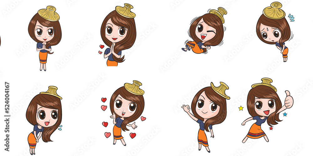Naklejka premium cartoon image of a selling woman