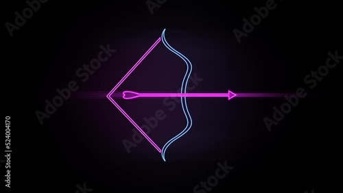 Bow and arrow in neon style
