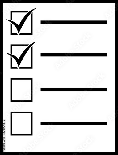 Checklist icon. sheet of paper with check marks symbol. To do list icon. note sheet.