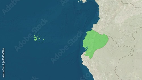 Zoom in to the map of Ecuador with text, textless