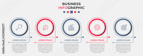 Vector Infographic design business template with icons and 5 options or steps. Can be used for process diagram, presentations, workflow layout, banner, flow chart, info graph