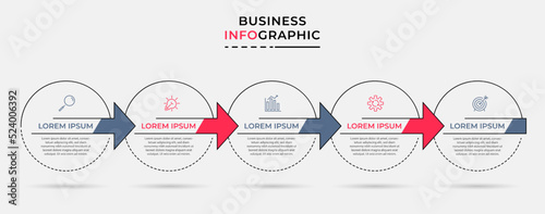 Vector Infographic design business template with icons and 5 options or steps. Can be used for process diagram, presentations, workflow layout, banner, flow chart, info graph