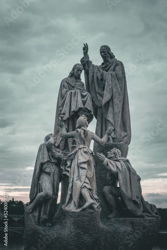 Canvas Print Statue on Charles Bridge in Prague
