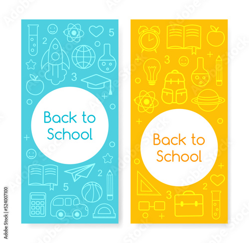 Back to school conceptual background with line art icons