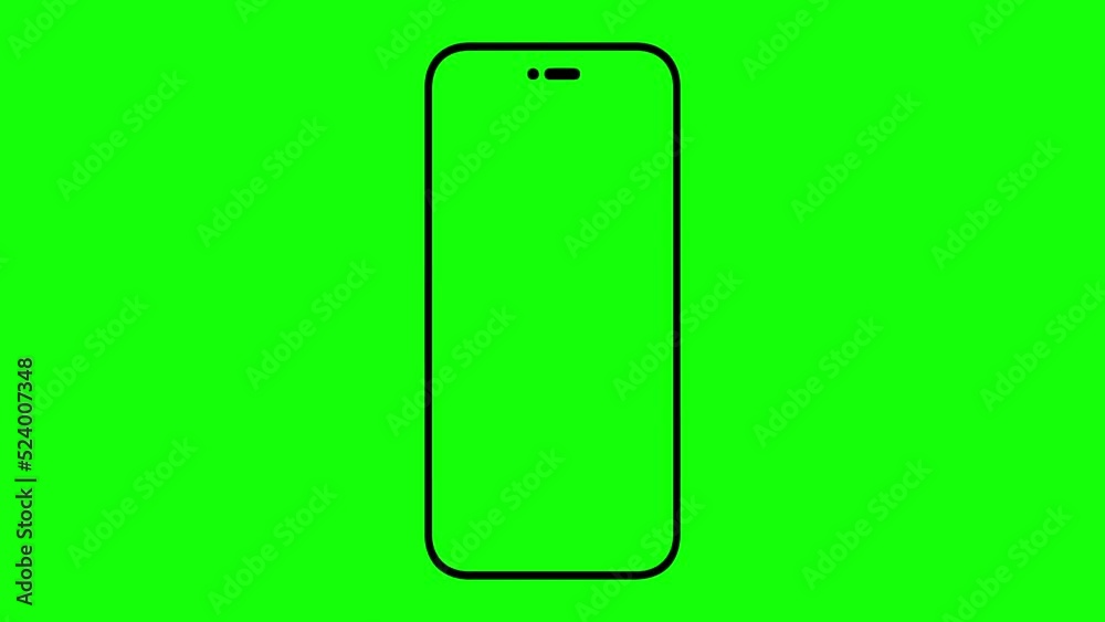 Mockup Phone with green screen. Mock up chromakey for mobile phone app. Motion zoom top view Seamless Loop 3D 4K