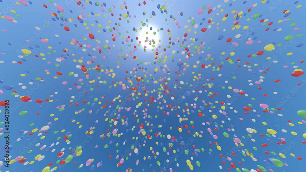 Color Balloons rising up to the sky 3D illustration. Color Balloons rising up to the sky 3D illustration.