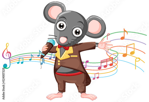 Rat singer cartoon character on white background