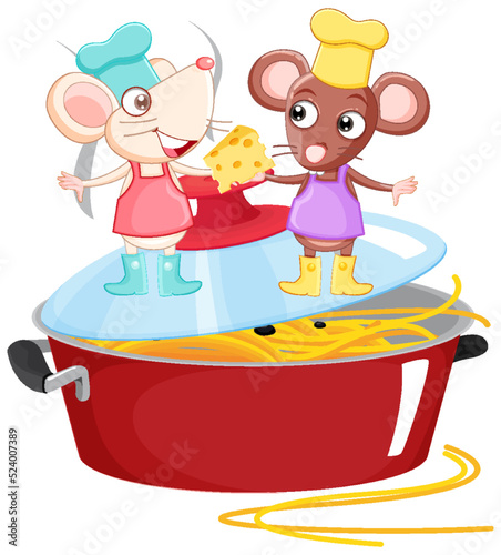 Little rat chef cooking food