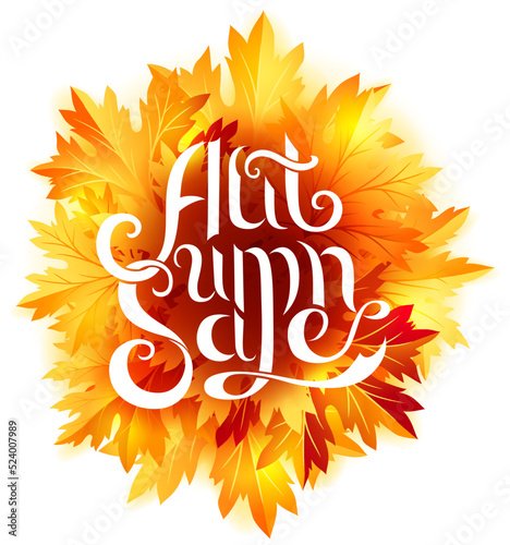 Autumn sale banner with fall leaves