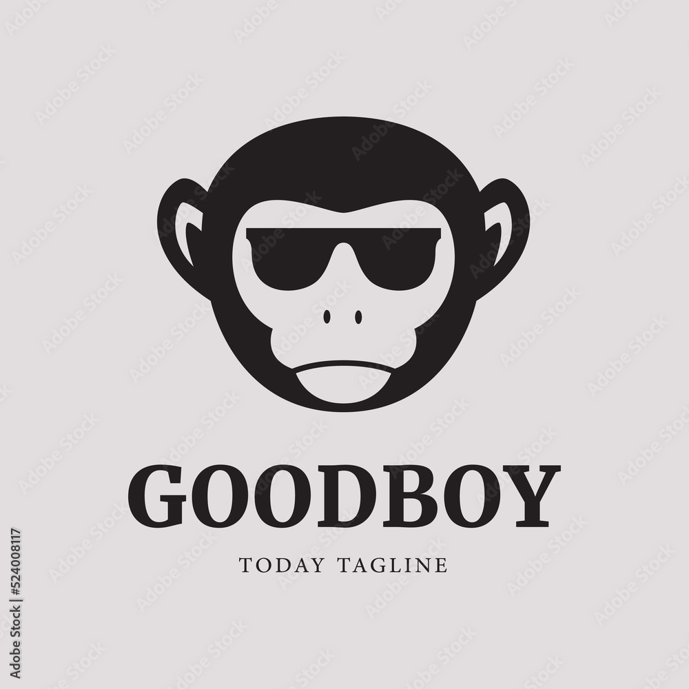 monkey head cool logo design vector graphic illustration