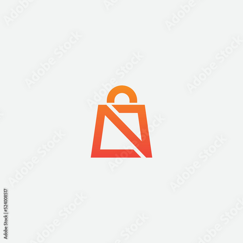 initial letter n shop logo elements. store logo design vector template.