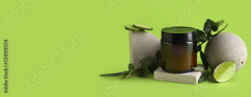 Jar of natural cosmetics an...