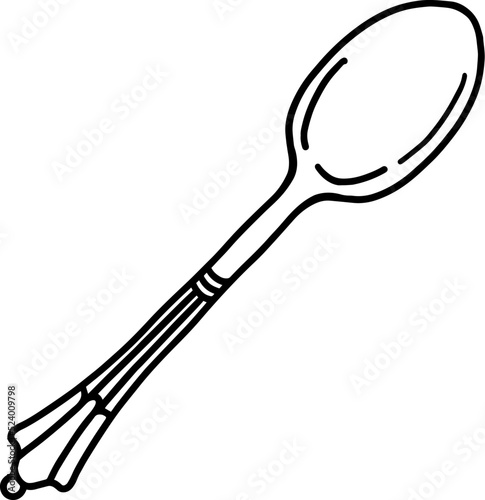 vintage spoon line art drawing