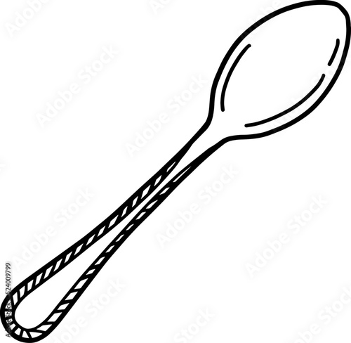 vintage spoon line art drawing