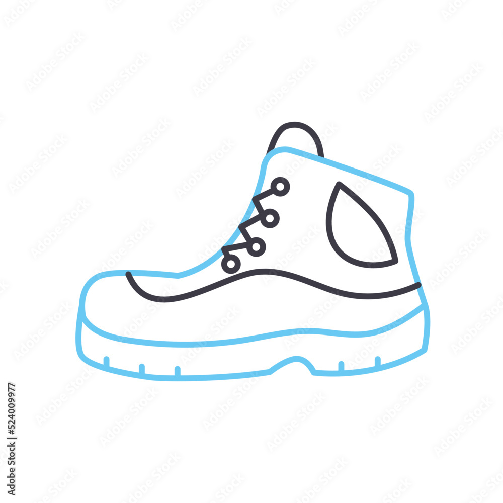 hiking boots line icon, outline symbol, vector illustration, concept sign hiking boots line icon, outline symbol, vector illustration, concept sign
