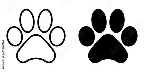 ofvs104 OutlineFilledVectorSign ofvs - paw print icon . isolated transparent . pet footprint sign . animal cat . black outline and filled version . AI 10 / EPS 10 . g11415