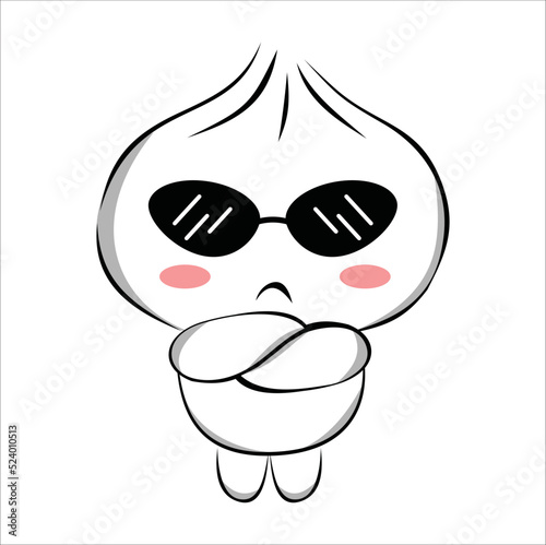 kawaii cute steamed bun vector design illustration line art