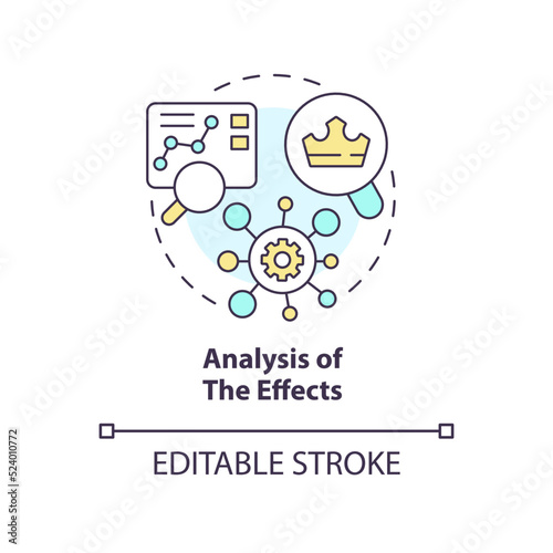 Analysis of effects concept icon. Impact forecast. Trends management include abstract idea thin line illustration. Isolated outline drawing. Editable stroke. Arial, Myriad Pro-Bold fonts used