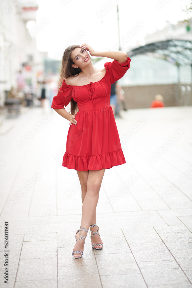 lady in red dress