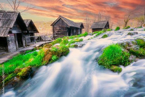 jajce north of bosnia beautiful green nature and many waterfalls and lakes photo