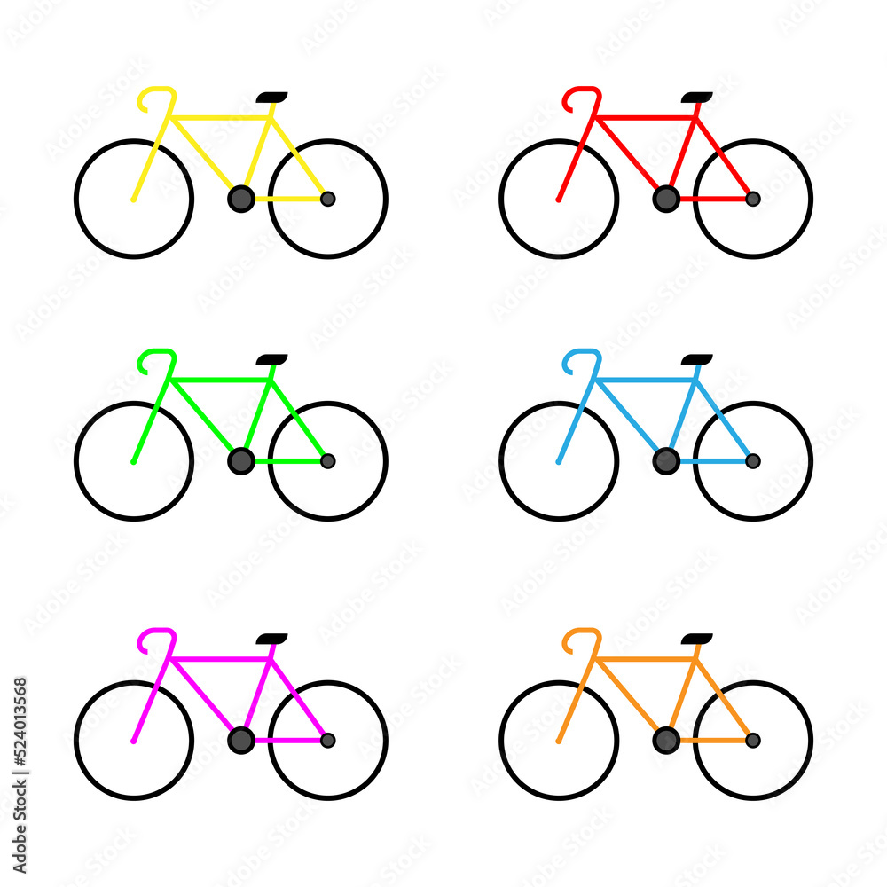 Obraz premium Bicycle simple icon silhouette on white background. Ground transport. colorful jpeg illustration.Bicycle icon vector logo template. simple icon. jpg on white background