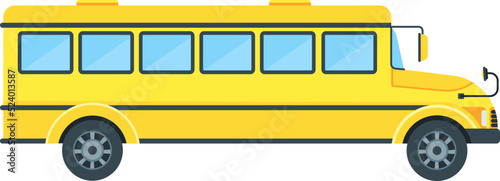 Yellow school bus side view. Transporting schoolchildren.