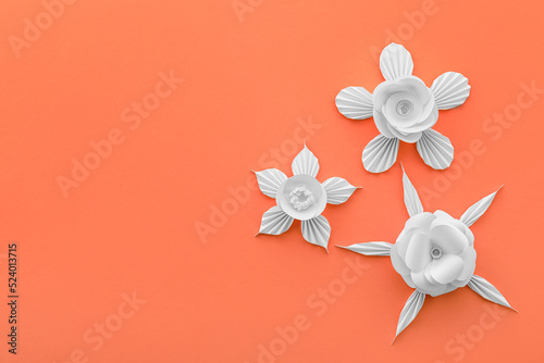 Paper flowers with leaves o...