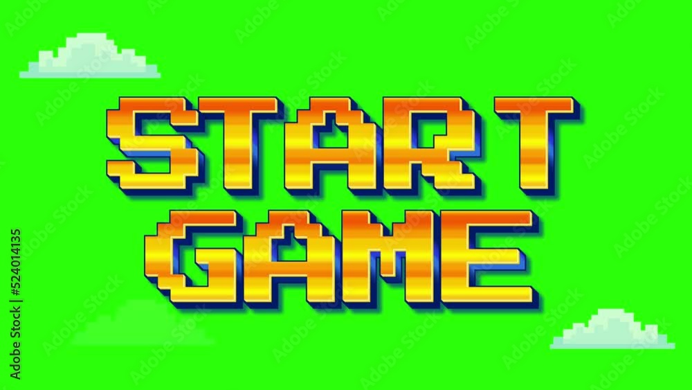 Animated Start game sign on a green screen background