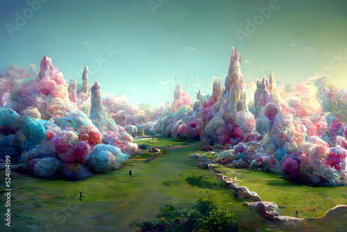 pastel colored unkonown alien dream world neural network generated art painting, picture produced with ai in 2022 photo