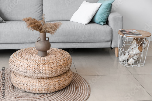 Vase with pampas grass on r...