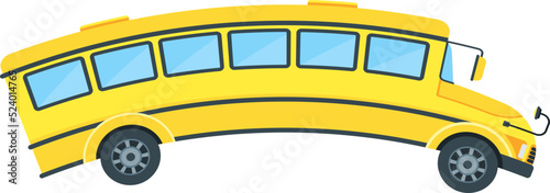 Yellow school bus of side view with curved roof
