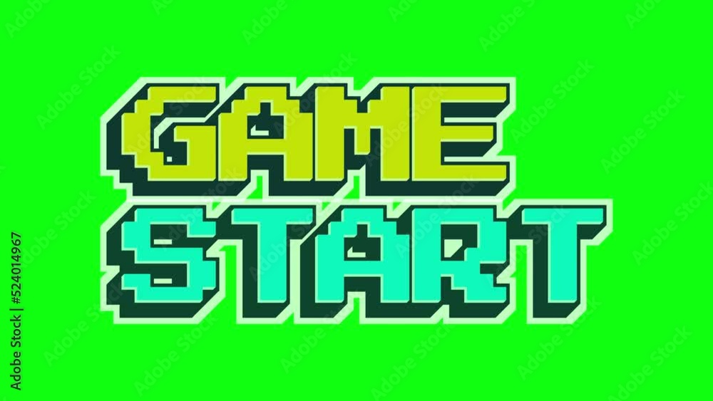 Animated Start game sign on a green screen background