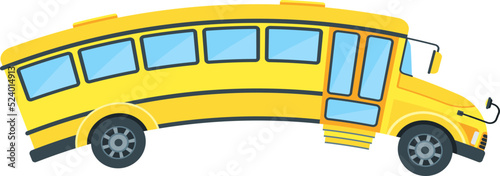 Yellow school bus of side projection with curved roof.