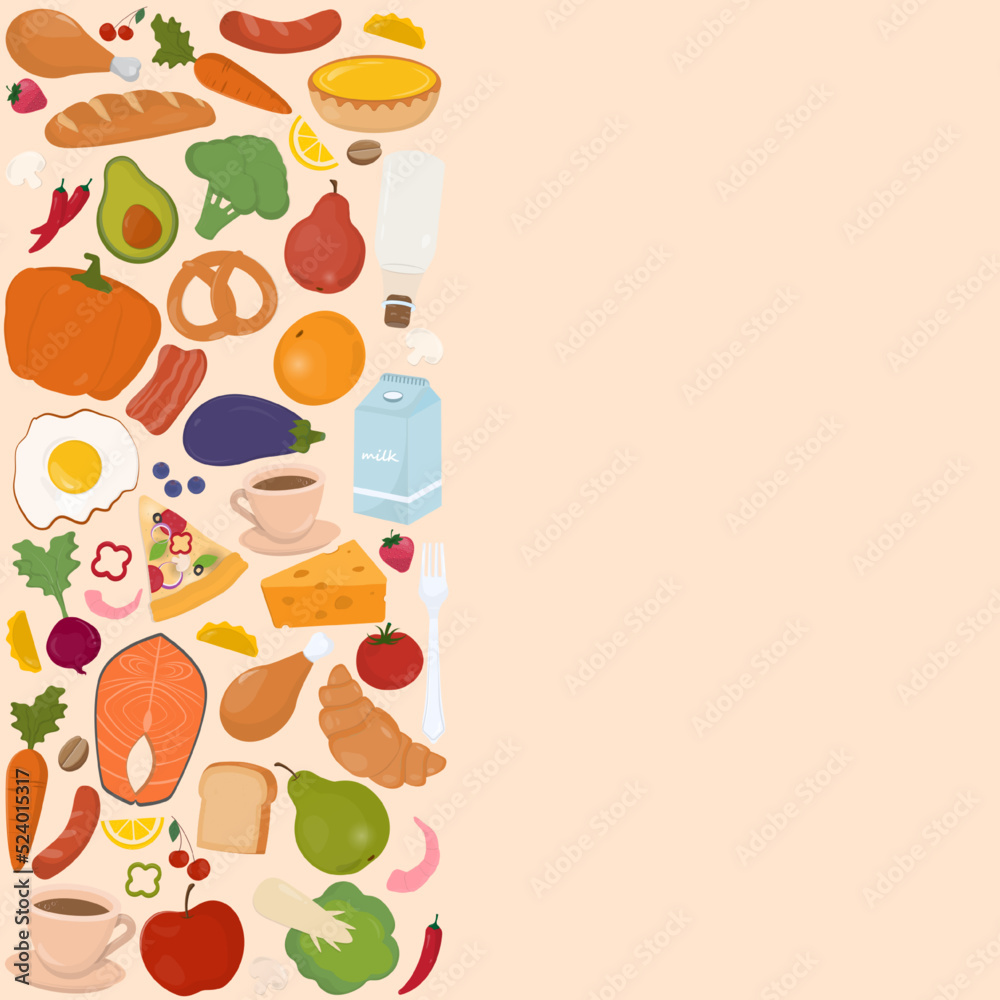 Food and beverage background with copy space