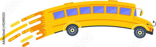 Yellow school bus of side projection with curved roof.