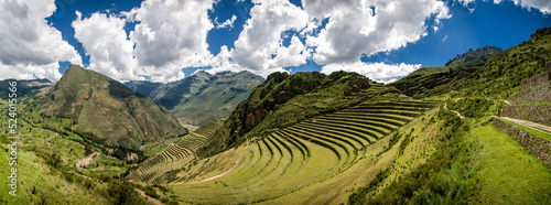 Agricultural terraces in Sacred Valley Moray in Peru. Soth America nature