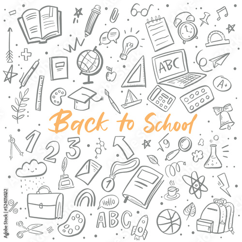 Back To School. Hand lettering and doodle. Vector illustration