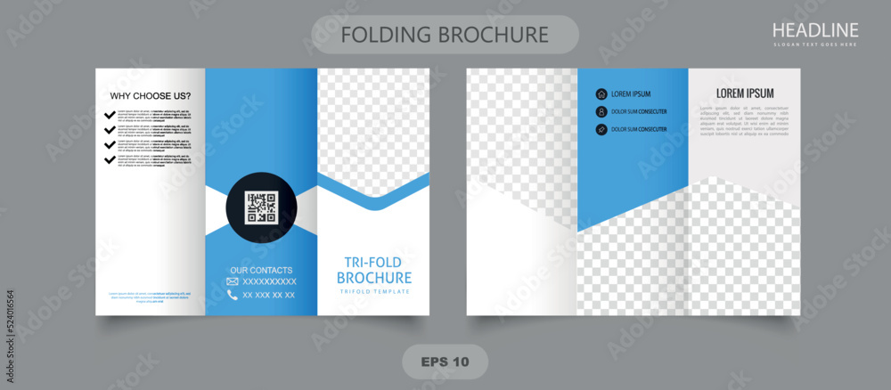 Trifold brochure template design vector . Corporate business trifold brochure template