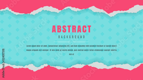 Colorful Pink Paper Ripped Frame In Blue Background