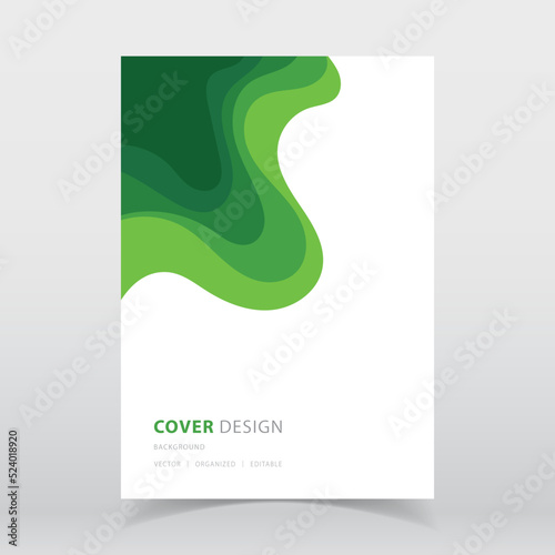 Abstract paper cut style green color vector background with editable elements for poster, flyer, and web designs